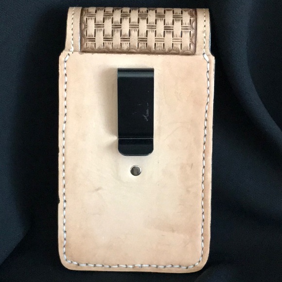 Handmade all leather cell phone carrier. - Picture 2 of 2